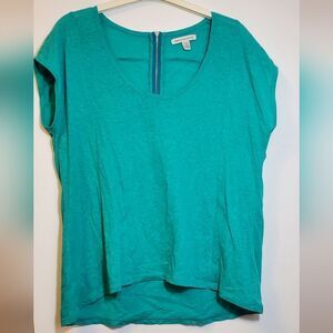 XS American Eagle Cap Sleeve Boxy Teal Blouse Zipper Detail